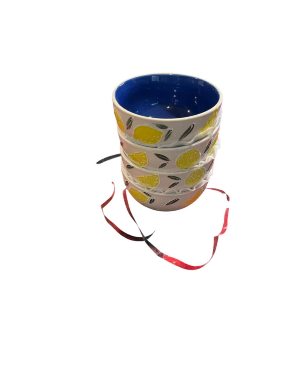 Hobby lobby Ceramic Lemon Print 4 Bowl Set, One Size, White and Blue - Picture 6 of 6